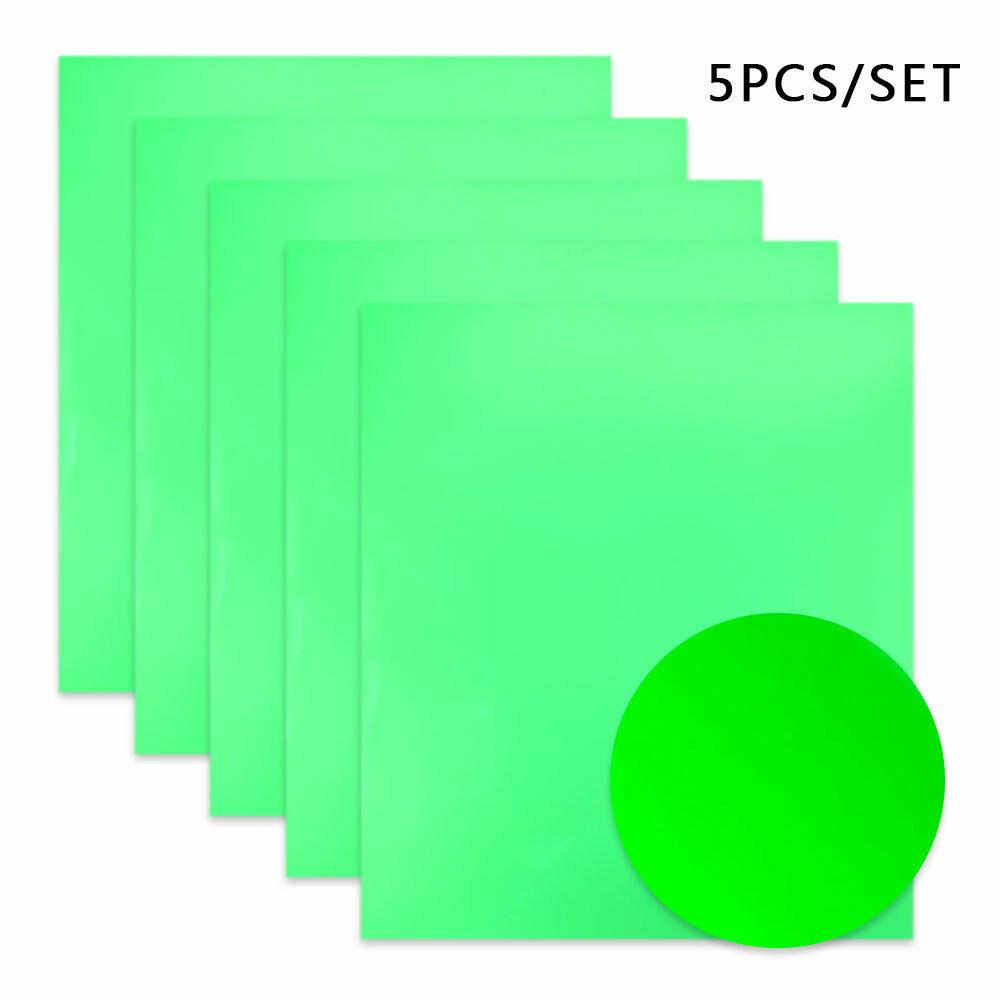 5pcs Bundle Heat Transfer Vinyl Film Glow in Dark Iron on Tshirt PU HTV Luminous Fluorescent Color For Clothes Chrimas Decor