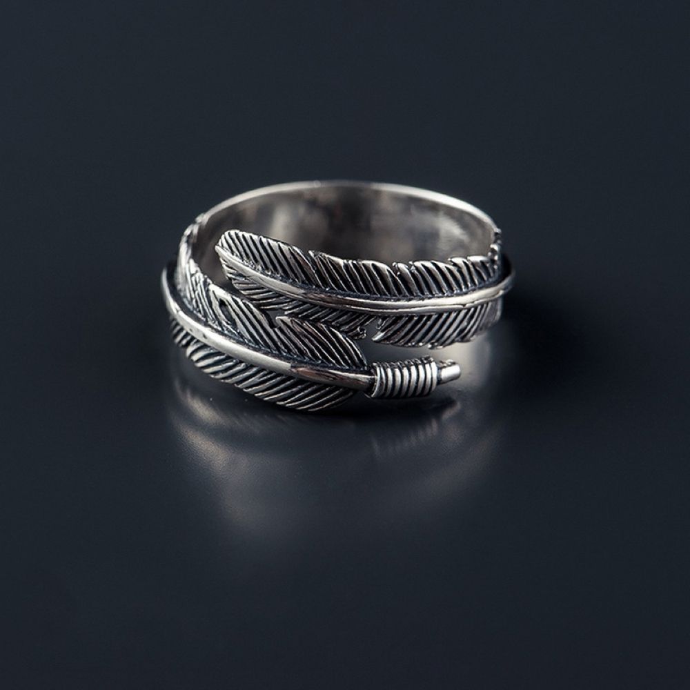 Jewelry Chic Trendy Open Rings Feather Ring Finger Thumb Band Adjustable