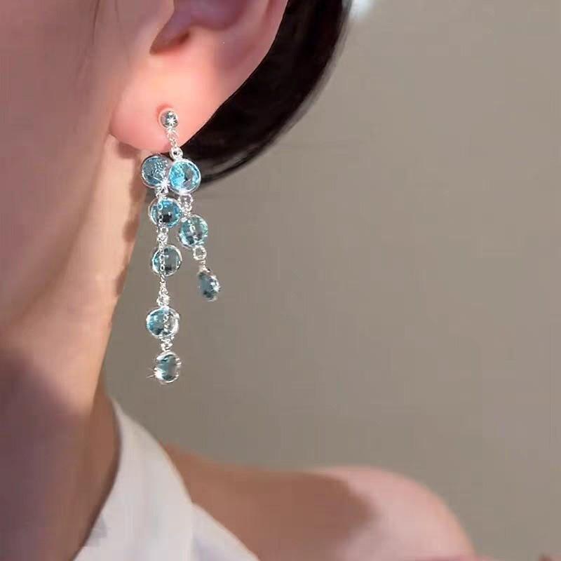 Pinkdudu Elegant Glass Bead Tassel Earrings Convertible Luxury Stud Earrings for Women Designer Versatile Jewelry PD2326