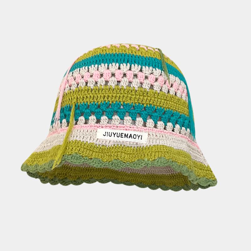 2023 Autumn New Crochet Korean Handmade Bucket Hat Women Weaving Knitted Hat Y2k Fashion Flowers Autumn Winter Beanies Basin Cap
