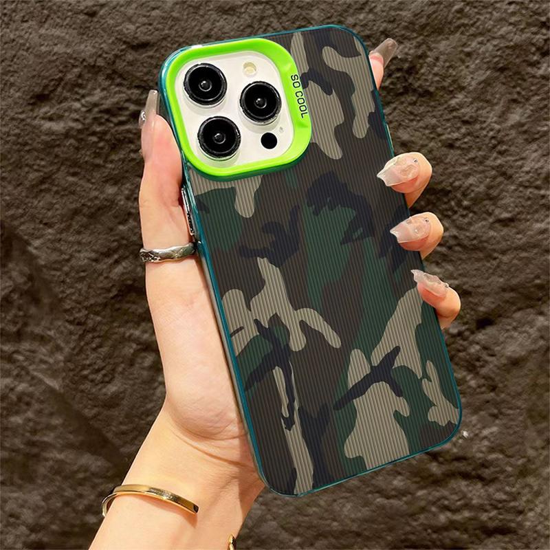 Classic Camouflage Muted Green Gray Tones Tough For iPhone 16 15 14 12 13 11 Pro Max XR XS MAX 7 8 PLUS MINI Cool Y2K Cover