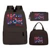 Modisches Fußballliebhaber 3-teiliges Set Vintage England USA Buchstaben Druck Lunchtaschen Rucksack 3-teilige Sets Jungen Mädchen Lässiger Rucksack Geschenke