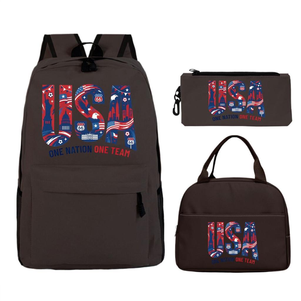 Modisches Fußballliebhaber 3-teiliges Set Vintage England USA Buchstaben Druck Lunchtaschen Rucksack 3-teilige Sets Jungen Mädchen Lässiger Rucksack Geschenke