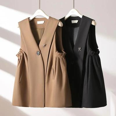Ladies Vest Coat Spring Sleeveless Fashion Women's Waistcoat Jacket Korean Version Temperament Solid Color Lady Horse Clip