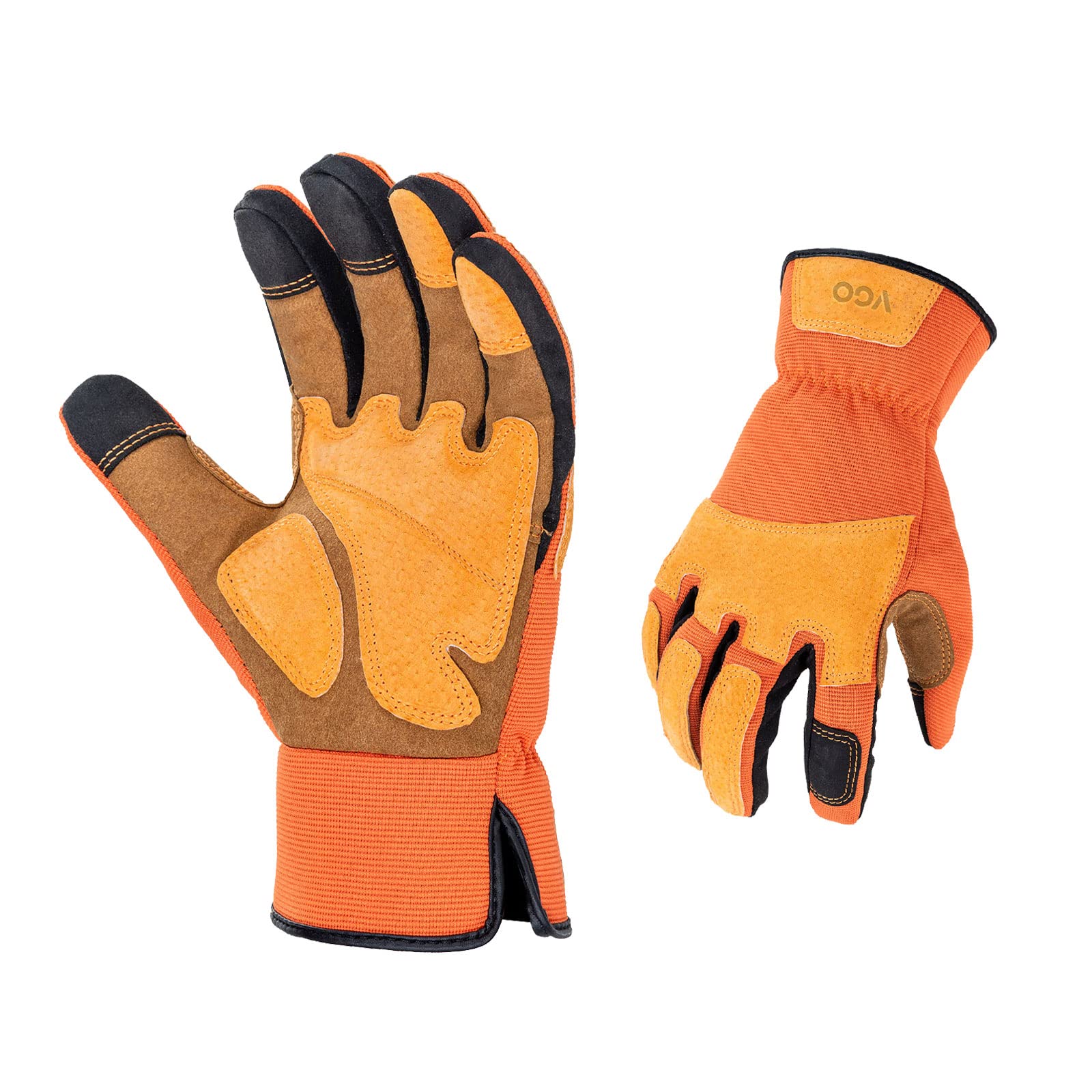 

Garden Synthetic for Weeding and Other Work [Vgo...] Men s Gloves, Leather, Thorn-Resistant, Medium-Thin, (L, Orange, SL7475-ML)