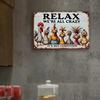 Unrivaled "Relax & Enjoy Life" Sign | Colorful Chicken Wall Decor, Weatherproof Iron, All Places Suitable