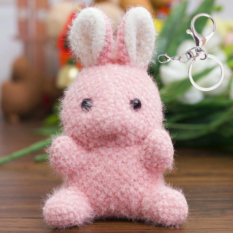 Plush Toy Pendant Three-color Rabbit Keychain Bag Doll Hanging Decoration Mini Grab Machine Doll Clothing Accessories