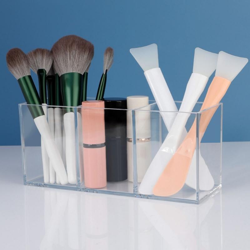 Klare Acryl 3-Schlitz Kosmetik-Aufbewahrungsbox Professioneller Make-up-Pinselhalter Organizer Für Beauty-Enthusiasten