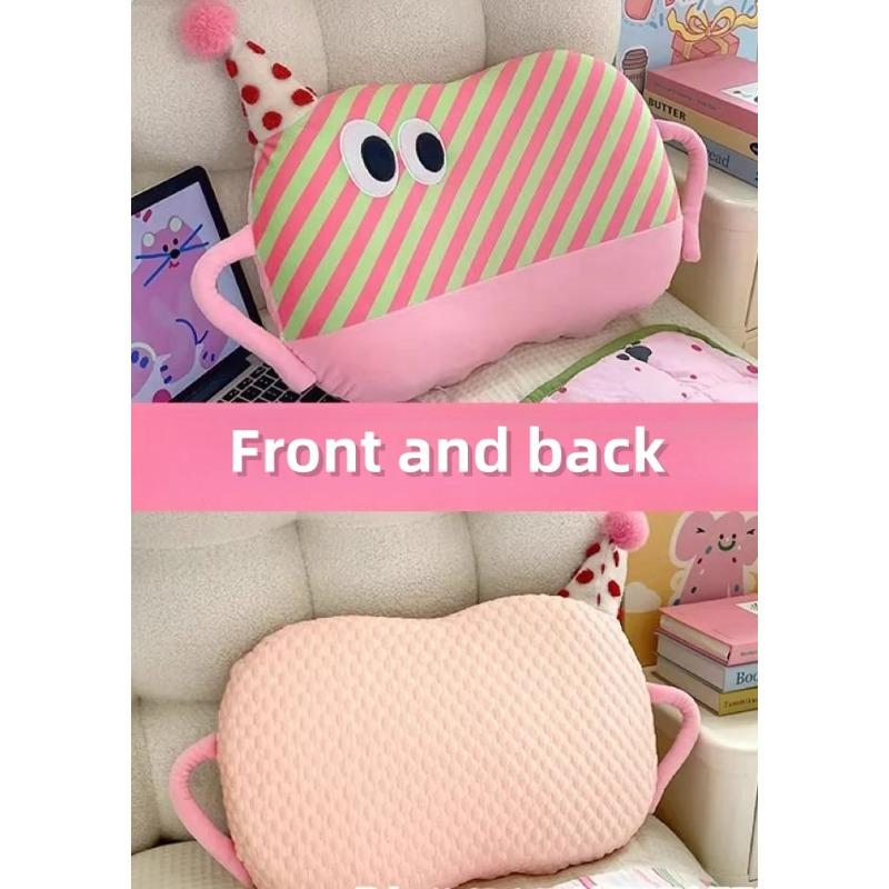 32cm Dopamine Stripe Plush Soft Pillow Cute Wear Hat Doll Warm Cushion Home Decoration Kids Toys Birthday Gift