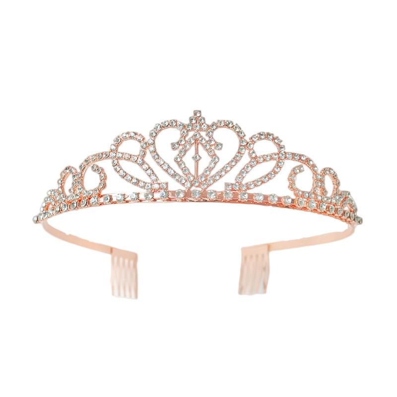Summer New Water Diamond Crown Handcrafted Jewelry Crystal Headwear Bride's Crown Golden European and American Crown Headwear for Women
