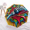 1pc Retro Microphone Automatic Open/Close Umbrella - Portable Collapsible Umbrella with 8-Rib Stability, Fashion Lovers Yy251017150