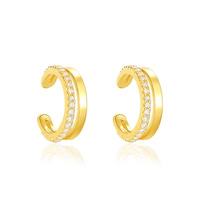 Pendientes Ear Cuff Modernos con Banda Pavé - Plata de Ley 925 Chapado en Amarillo