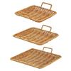 Woven Serving Tray Durability Square Easy To Clean Multipurpose Snacks Tray with Handle for Food Candy Bread Dinning Room Party