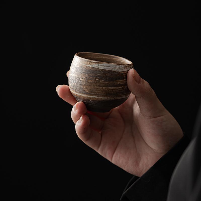 Cani de ceai artizanale din ceramică grosieră în stil japonez, seturi de ceai Gongfu, căni mici simple, căni de ceai în stil antic pentru o servire liniștită