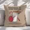 Funny Iced Coffee Character Pillow Case, Cute Cartoon Beverage Cushion Cover for Cafe Home Sofa Bedroom Decor Gift