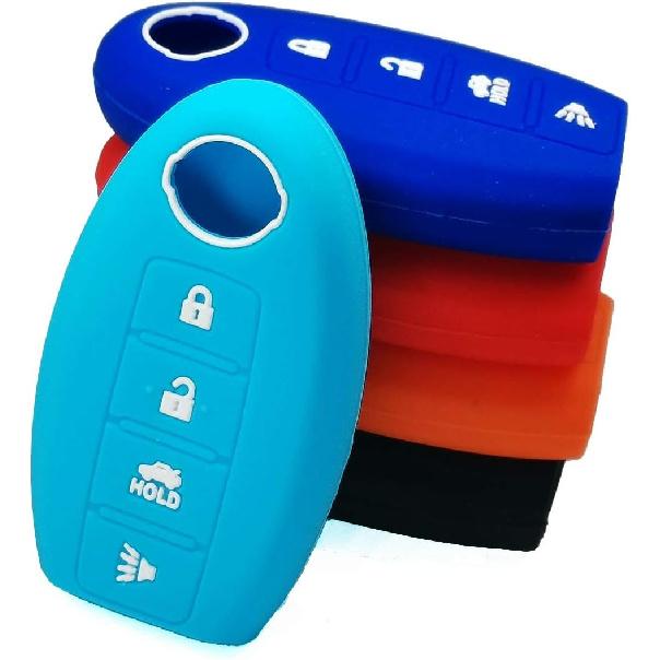 Sillicone Key fob Skin Key Cover Remote Case Protector Shell for Nissan Teana Murano Maxima Pathfinder Rogue Versa 370Z Sentra Altima Smart Remote 4