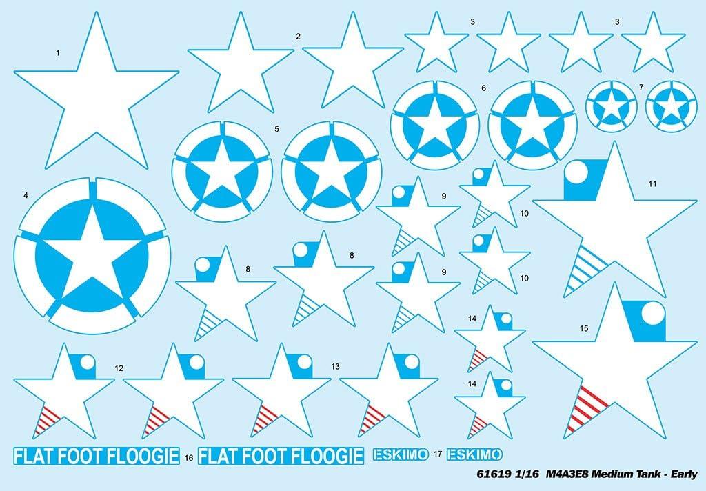 iLoveKit scale US Army M4A3E8 Sherman Medium Tank Early Model Plastic Model Kit ILK61619 Molded in Color 1/16