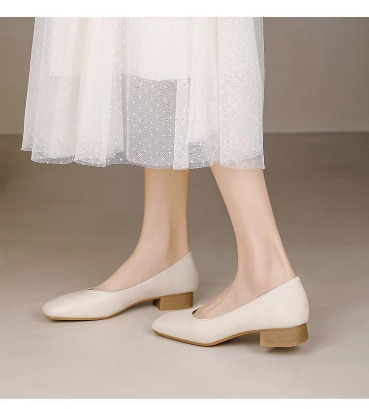 

Doudou Shoes Женские Новые Туфли на Толстом Каблуке, Нежные, Сказочные, с Квадратным Носком, Одинарные Туфли на Плоской Подошве, Мягкая Подошва, Универсальные Женские 40