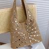 European American Fashion Tote Bags Stylish Shoulder Bags With Studs Dots New Suede Handbags Versatile Solid Color Commuter Bags