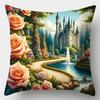 Dream Garden Single-Sided Printed Pillowcase, Sofa Living Room Fairy Tale Cushion Cover, Bedroom Bedside Romantic Pillow Cover