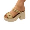 New French Style Coarse Heeled Sandals for Girls, High-end Counter Style, with A Straight Strap and Stunning High Heels