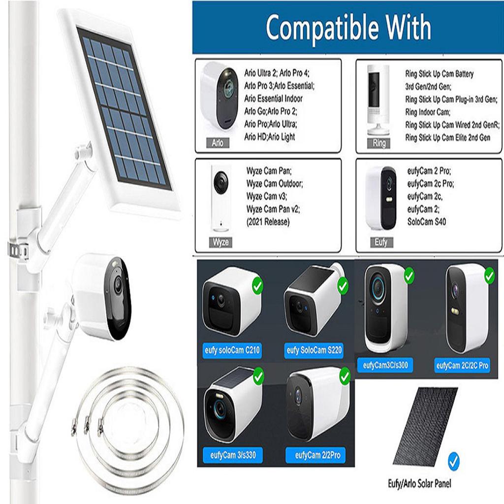 Outdoor Pole Mount 360 Degree Rotation Security Camera Bracket for Arlo/Ring/Wyze/Eufy Solar Panel