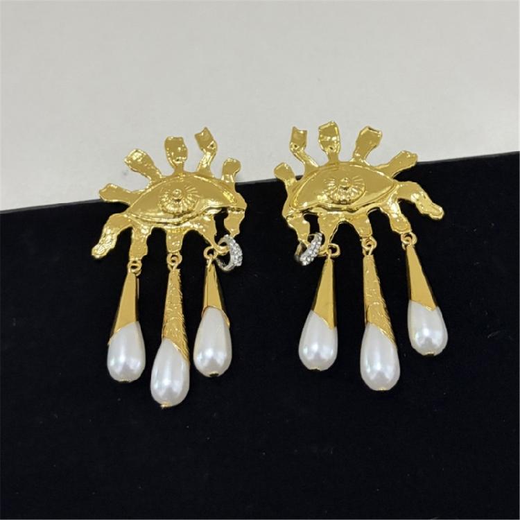 Exaggerated Eye Shape Dangle Earrings Statement Earring Alloy Texture Ear Studs Accessory Present for Woman and Girls