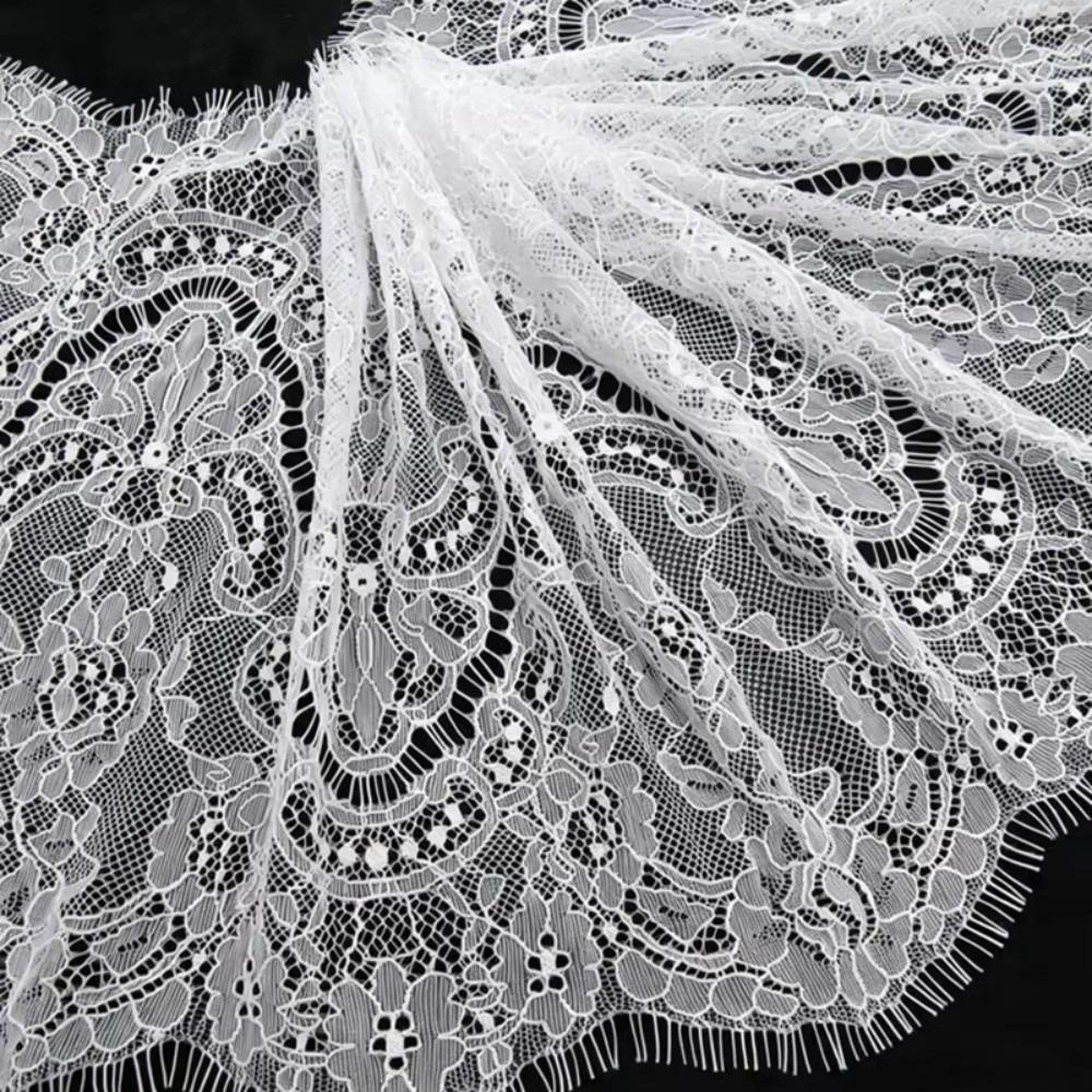 Decorative 27cm Wide Lace Trim 3 Meters Length Floral Design Eyelash Lace Sewing Trim Scalloped Edge Scalloped Lace Dress Making
