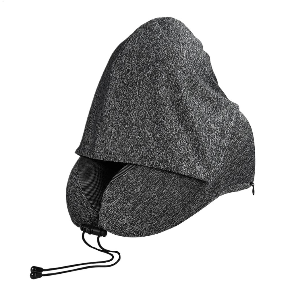 Travel Pillow With Hood Washable Hooded Memory Foam Home Supplies Neck Rest Pillow For Car Road Trip Airport Trips Picnic