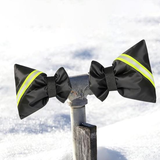 Winter Faucet Cover Outdoor Faucet Freeze Protection Cover Adjustable Waterproof Insulated Spigot Cover with Reflective Stripe for Garden Yard Hose