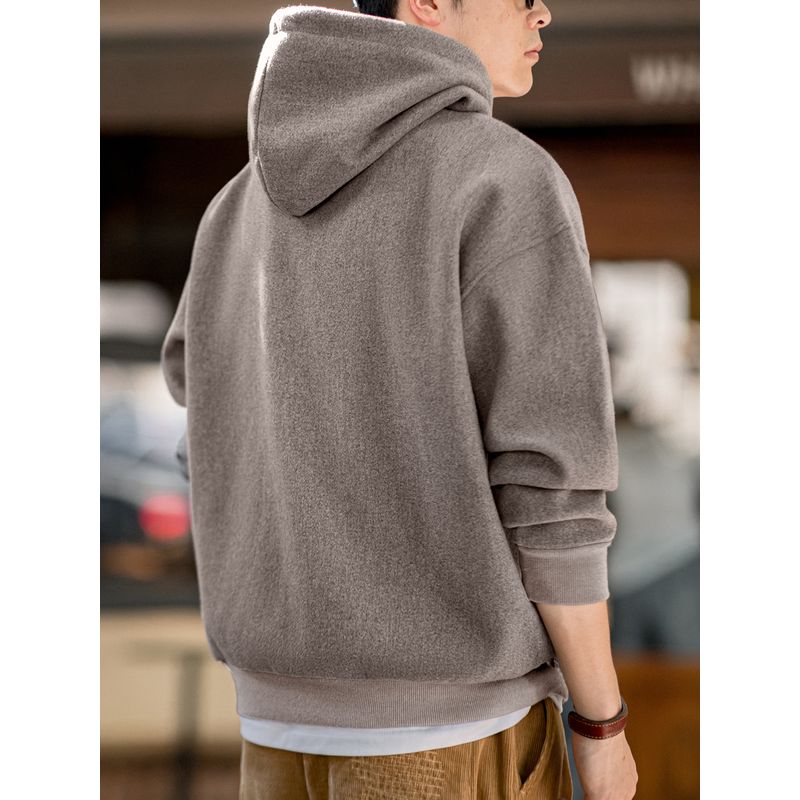 Madden Parka American Retro Woolen Hooded Sweatshirt Heavy Thickening Pullover Hoodie Casual Tops Men's Autumn