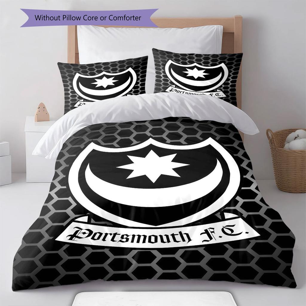 Set Copripiumino Trapuntato con Logo Portsmouth Federa Decorazione per la Casa Regalo di Compleanno (1 * copripiumino + 2 * federa, senza nucleo)