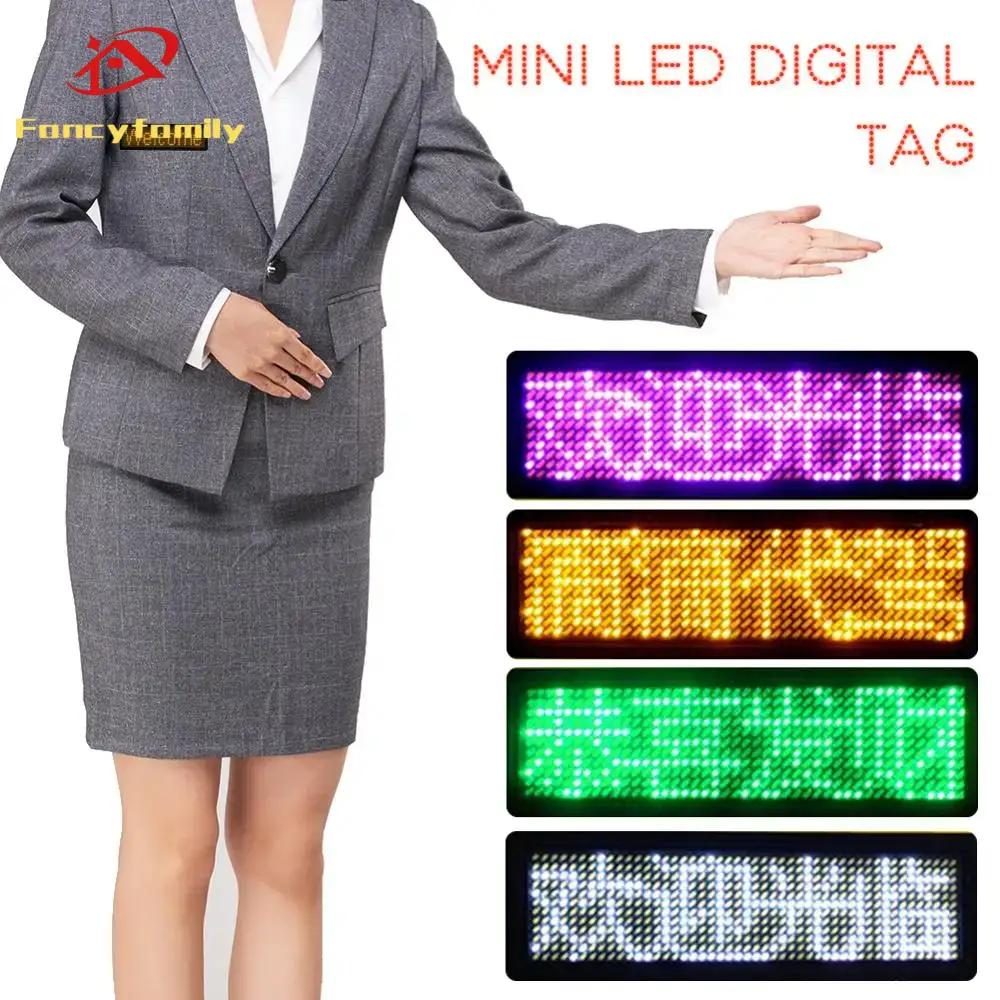 Fancyfamily Mini LED Digital Bluetooth APP Programmable Rechargeable Scrolling Name Message Tag Sign