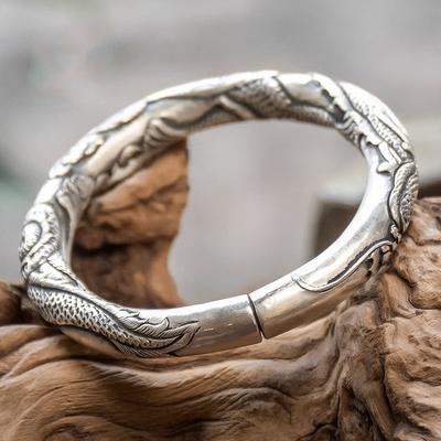 Guan Gong Bracelet Men's Solid High End Retro Men's Mighty Open Cylinder Relief Bracelet