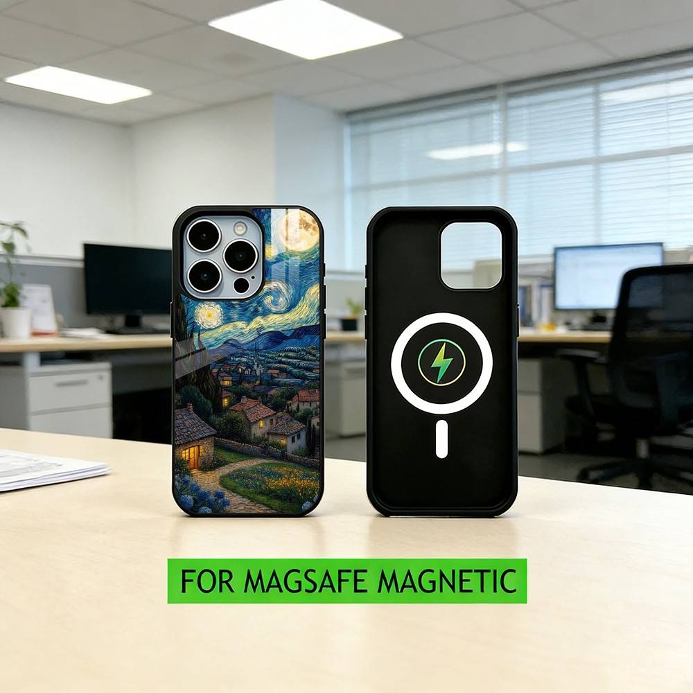 Van Gogh The S-Starry N-Night Phone Case For iPhone17,16,15,14,13,12,11 Plus,Pro Magnetic For Magsafe Wireless Charging