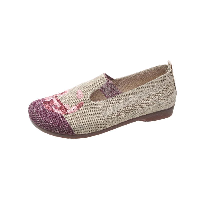 Women's Single Shoes Summer New Fabric Matching Fabric Shoes Casual Comfort Lightweight Breathable Soft Sole Muller Shoes