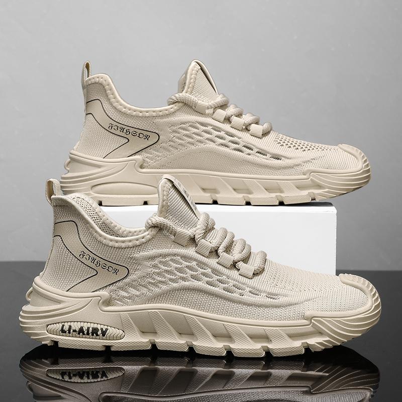 

Men s New Casual Sneakers Breathable Mesh Upper Lightweight Design Affordable Price Stylish Outdoor Running Shoes and Trendy 39 бежевый