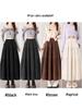 2025 Fall/Winter Layered Woolen Flare A-Line Skirt - Slimming, High-Waist, Long Design