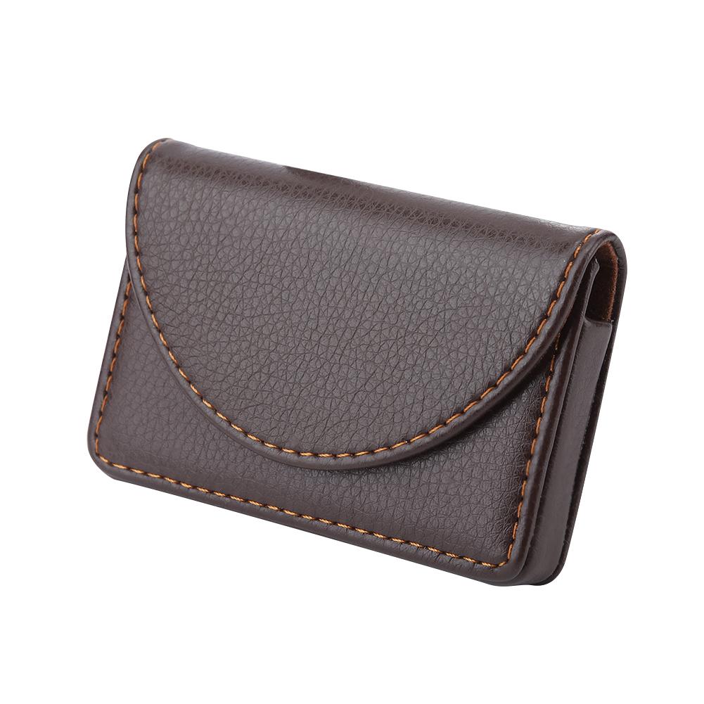 Portable Leather Business Name Card Holder Case Wallet Credit Card Holder Case(Black)