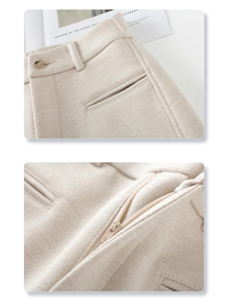 Apricot Wool Blend High-Waist Harem Pants for Women - 2024 Autumn/Winter Collection