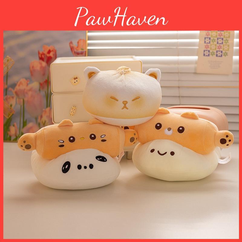 Roll Cartoon Dough Milk Yellow Cat Plush Toy Girl Children Tabletop Decoration