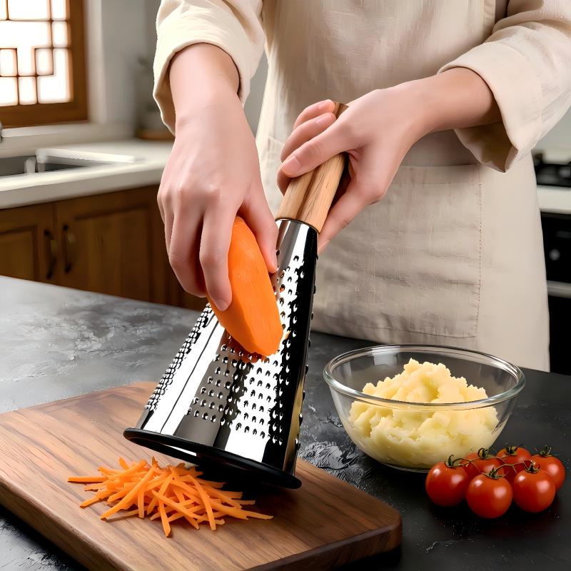 Three-Sided Stainless Steel Cone Grater for Cheese & Vegetables