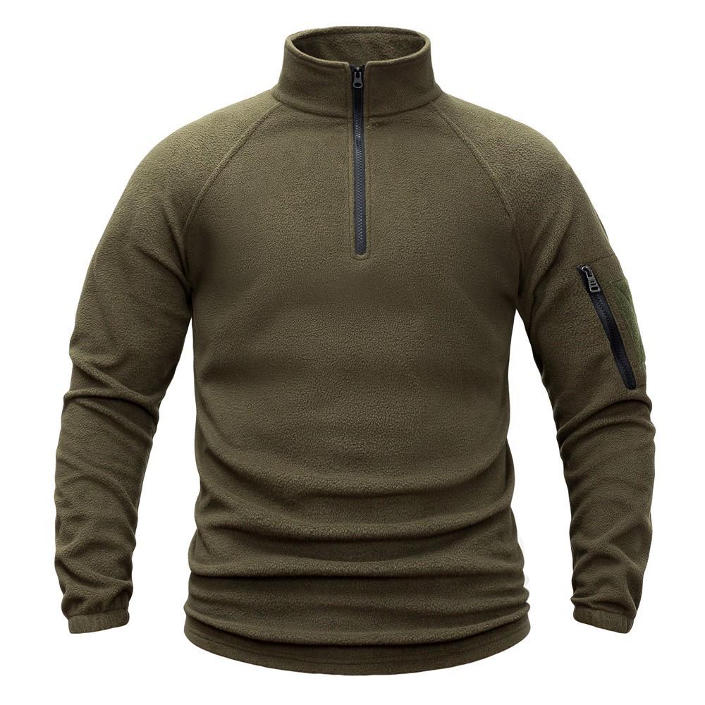 Men s Tactical Fleece Pullover - European & American Style Warm Stand-up Collar for Autumn & Winter. XXXL армия зеленый
