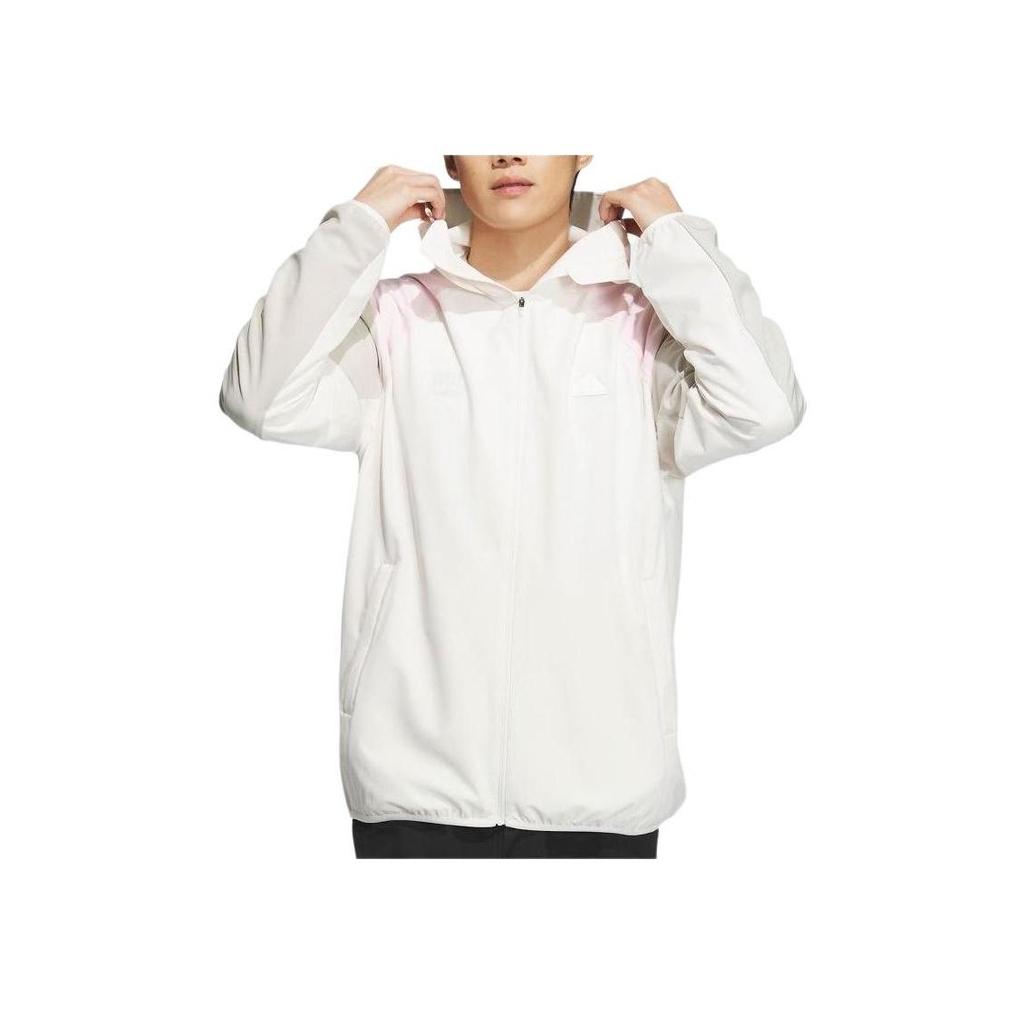 Adidas Casual Zip-Up Hooded Long Sleeve Jacket Unisex Pink White JJ1305