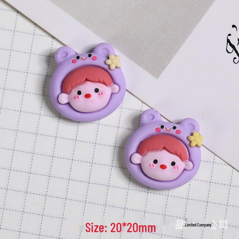 Cute Cosplay Cartoon Cream Glue Resin Hair Clips DIY Accessories фиолетовый