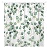 Tropical Green Leaves Plant on White Background Odorless Shower Curtains for Bathroom Showers and Bathtubs Decor with Hooks