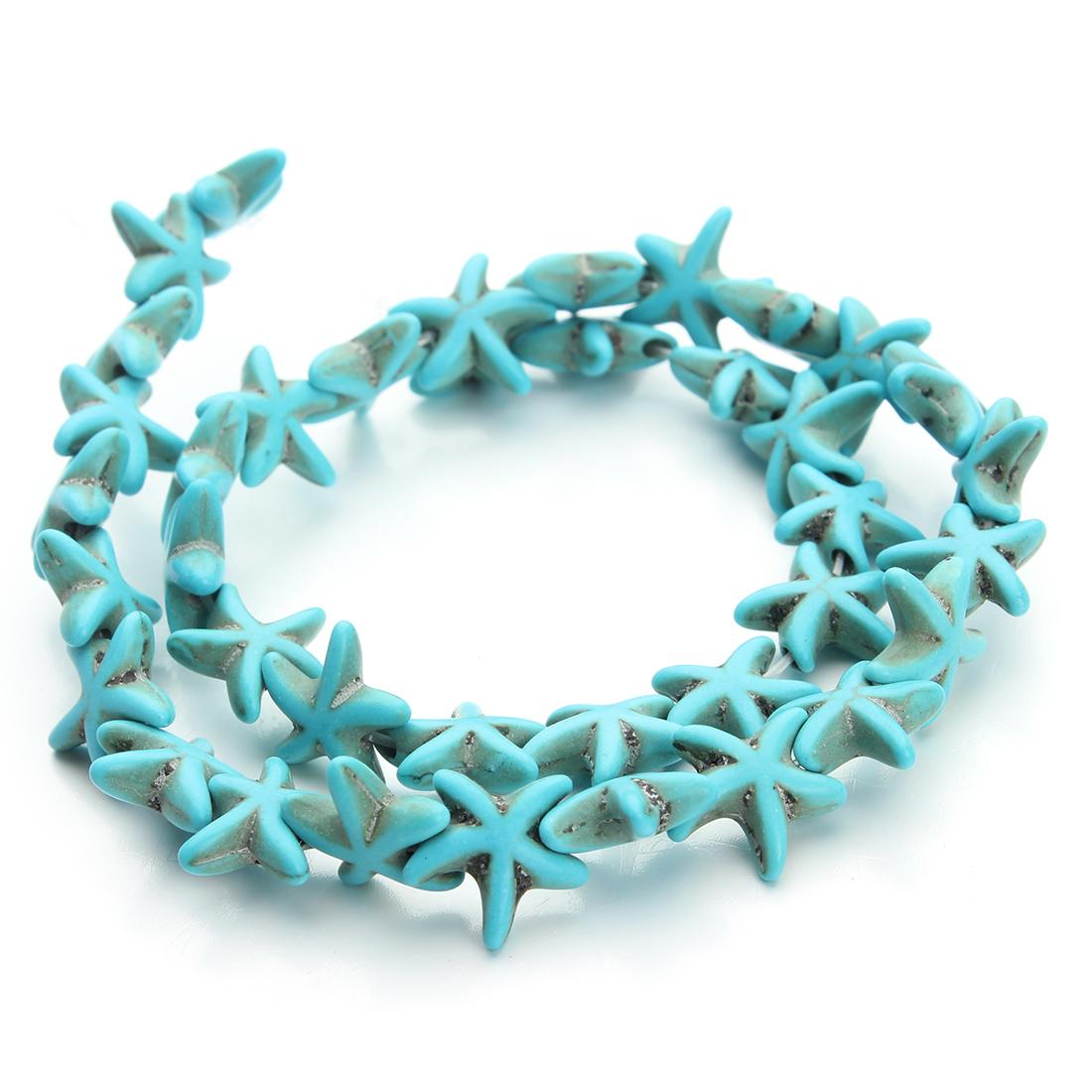 Apx 30pcs/Strand Starfish Loose Spacer Beads Natural Turquoises Beads Stone Beads Natural Stone Beads For Diy Jewelry Making синий