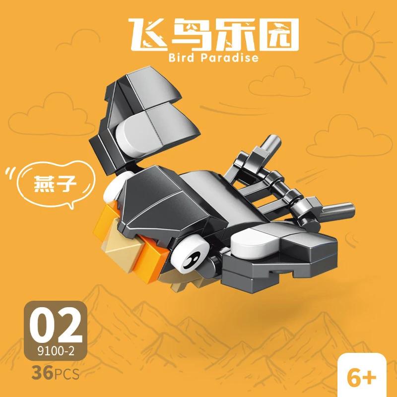10In1 Cute Animals Bird Paradise Crow Parrot Peacock Eagle Flamingo Building Blocks Kit Girl Bricks Model Kids Toy Children