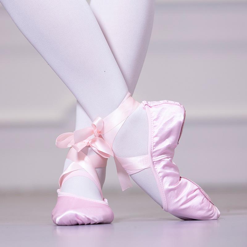 Damen Satinband Ballettschuhe - Weiche Sohle für Tanzpraxis und Unterricht