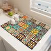 Retro Bohemian Pattern Diatom Pad Water-Absorbing Pad Kitchen Coffee Machine Absorbent Drainage Pad Tableware Cup Drying Mats